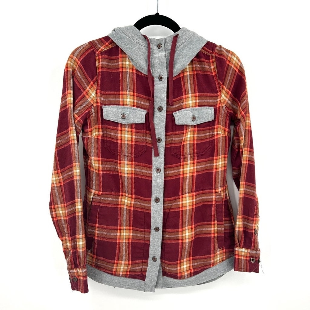 Marmot red and yellow hooded plaid